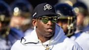 Oct 7, 2023; Tempe, Arizona, USA; Colorado Buffaloes head coach Deion Sanders against the Arizona State Sun Devils at Mountain America Stadium. Mandatory Credit: Mark J. Rebilas-Imagn Images