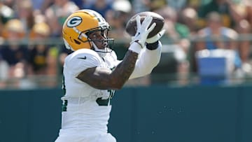 Green Bay Packers MarShawn Lloyd (32) participates in drills during fifth day of training camp on July 28, 2025, at Ray Nitschke Field in Ashwaubenon, Wis.