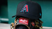 Apr 4, 2025; Washington, District of Columbia, USA; A detailed view of an Arizona Diamondbacks hat at the game between the Washington Nationals and the Arizona Diamondbacks at Nationals Park. 