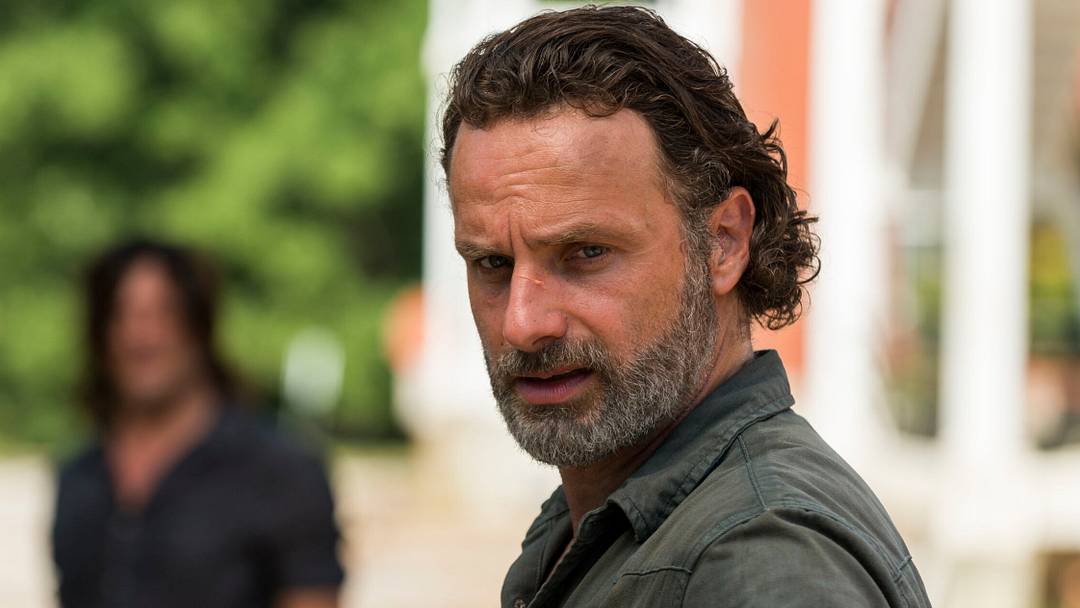 Andrew Lincoln as Rick Grimes, Norman Reedus as Daryl Dixon in The Walking Dead Season 7, Episode 9 