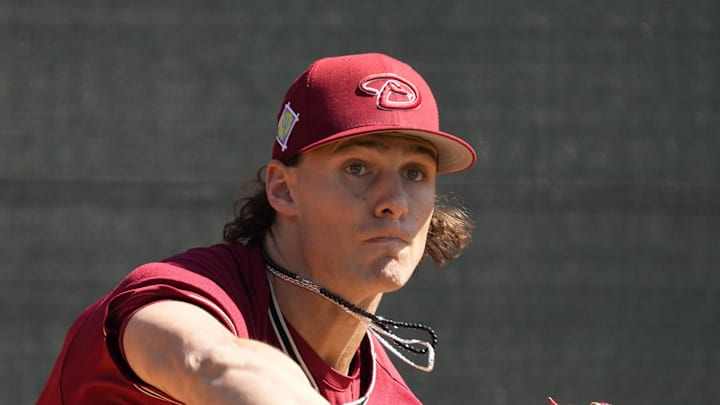 Mar 16, 2022; Scottsdale, AZ, USA; Arizona Diamondbacks pitcher Ryan Weiss during spring training workouts at Salt River Fields.

Mlb Diamondbacks Spring Training