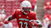 Louisville Cardinals running back Keyjuan Brown (22) rushes down the field during their game against the Austin Peay Governors on Saturday, Aug. 31, 2024 at L&N Federal Credit Union Stadium in Louisville, Ky.