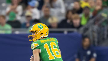 Redshirt sophomore Austin Novosad threw for 8,983 yards and 114 touchdowns at Dripping Springs High School in Dripping Springs, Texas. He's locked in a battle with Dante Moore to become the Oregon starter.