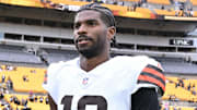 Oct 12, 2025; Pittsburgh, Pennsylvania, USA; Cleveland Browns quarterback Shedeur Sanders (12) leaves the field following the game against the Pittsburgh Steelers at Acrisure Stadium. Mandatory Credit: Barry Reeger-Imagn Images