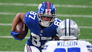 Jan 3, 2021; East Rutherford, NJ, USA; New York Giants wide receiver Sterling Shepard (87) runs the