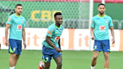 The Brazil national team in training ahead of their qualifier against Colombia.