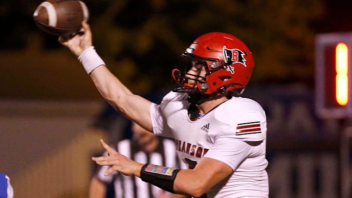 Branson's Luke McCormick throws to a receiver during his teams visit to Marshfield on October 4, 2024. The Pirates are 9-0 and our predicted winner of the Class 5, District 6 bracket in Missouri. Branson's Luke McCormick throws to a receiver during his teams visit to Marshfield on October 4, 2024. The Pirates are 9-0 and our predicted winner of the Class 5, District 6 bracket in Missouri.