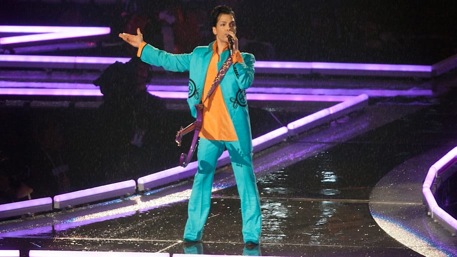 Prince headlined one of the most memorable halftime shows, performing as the rain fell on his set.
