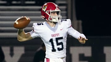Brophy quarterback passes against Hamilton during a game at Hamilton High School in Chandler, on Sept. 19, 2025.