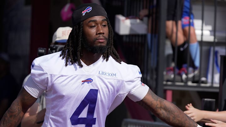 James Cook has been sitting out of practice lately in an effort to secure a new contract. James Cook has been sitting out of practice lately in an effort to secure a new contract.