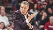 Arkansas Razorbacks coach John Calipari on the sidelines against the Missouri Tigers at Bud Walton Arena in Fayetteville, Ark.
