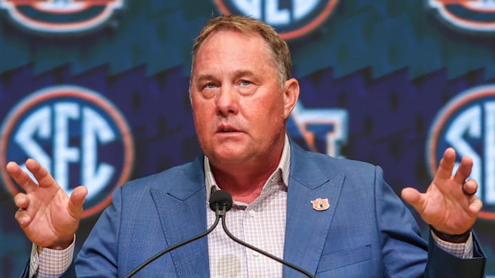 Auburn Tigers head coach Hugh Freeze talks to the media during SEC Media Days about heightened expectations in 2025. Auburn Tigers head coach Hugh Freeze talks to the media during SEC Media Days about heightened expectations in 2025.