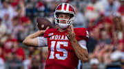 Indiana quarterback Fernando Mendoza throws a pass Sept. 6, 2025, vs. Kennesaw State at Memorial Stadium in Bloomington.