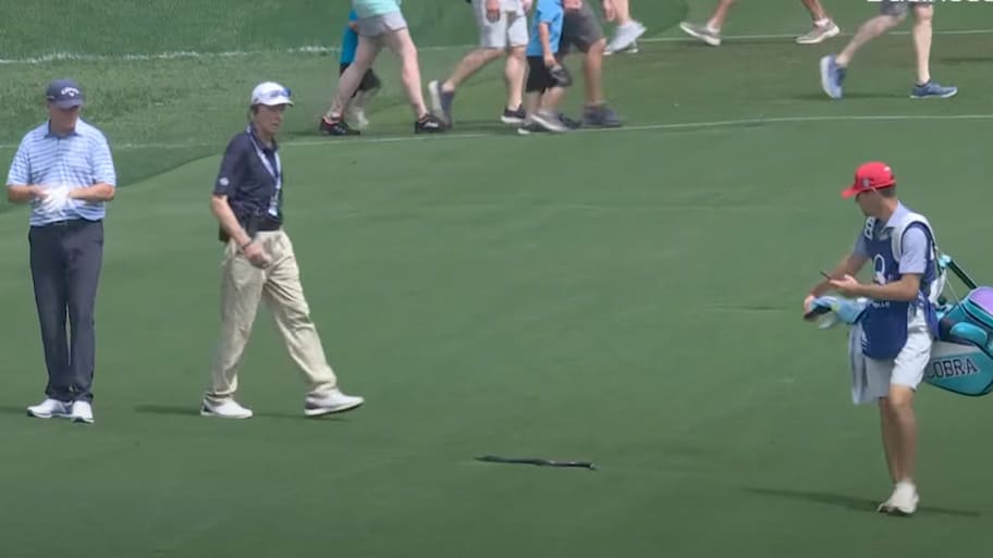 A snake slithered across the green during the PGA Championship. | Sky Sports Golf / YouTub
