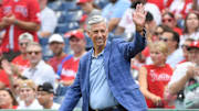 Aug 18, 2024; Philadelphia, Pennsylvania, USA; Former Philadelphia Phillies president Dave Dombrowski during Phillies Alumni Weekend and the 20th anniversary of Citizens Bank Park before game against the Washington Nationals at Citizens Bank Park. 