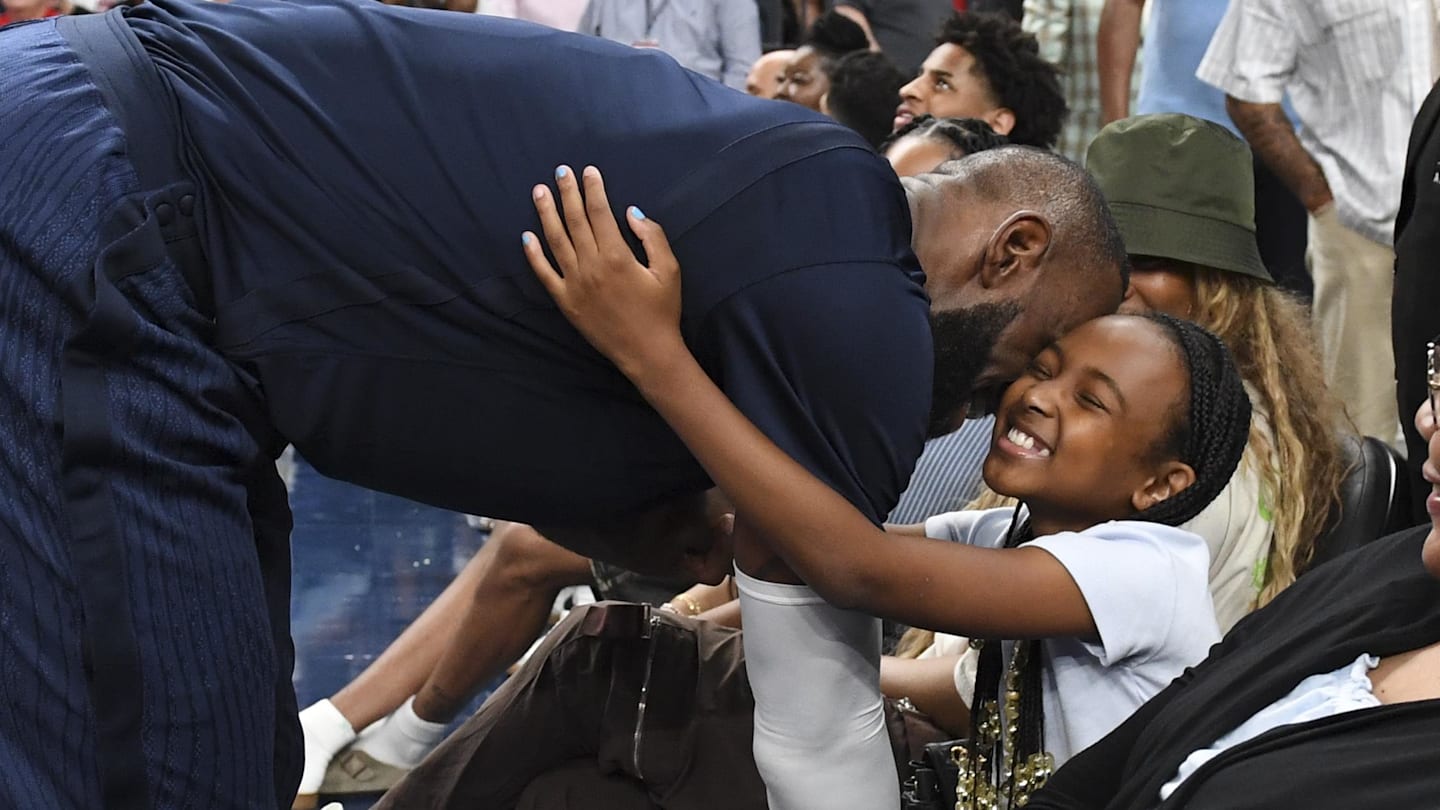 LeBron’s daughter Zhuri shows off handles with basketball, handshake skills with dad