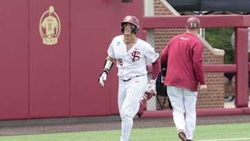 Florida State baseball competes in a first round Tallahassee Regional game against Bethune-Cookman for the NCAA College World Series at Dick Howser Stadium Friday, May 30, 2025.