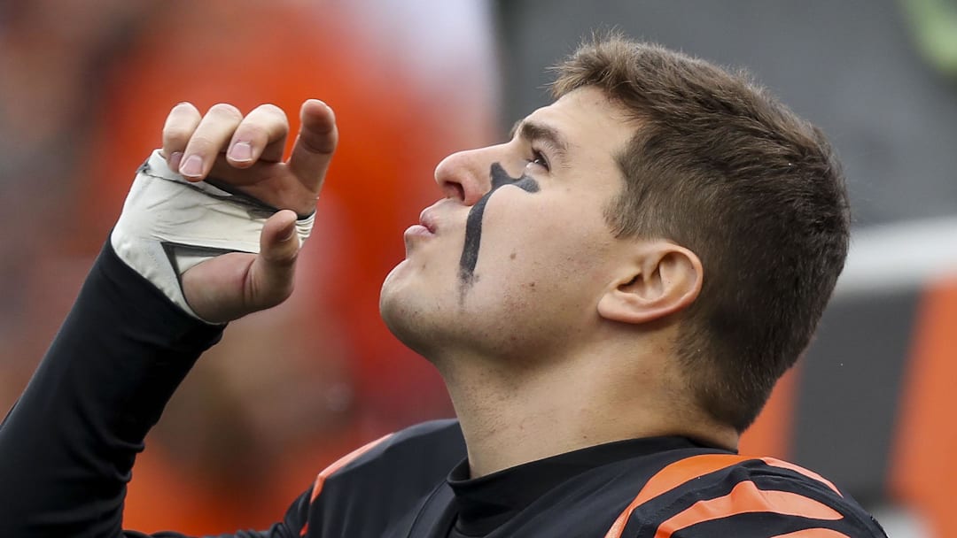 Cincinnati Bengals defensive end Trey Hendrickson runs onto the field