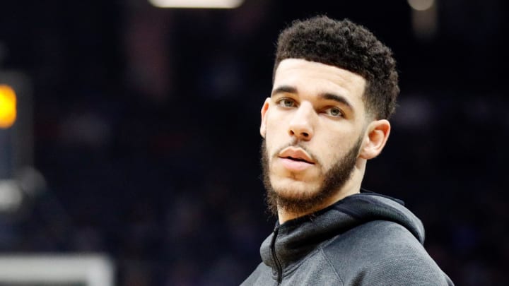 Jan 4, 2020; Sacramento, California, USA; New Orleans Pelicans guard Lonzo Ball (2) stands on the court before the game against the Sacramento Kings at Golden 1 Center. Mandatory Credit: Darren Yamashita-USA TODAY Sports