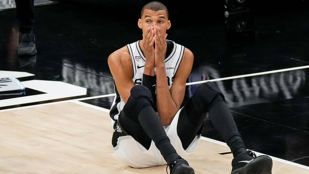 Jun 13, 2026; San Antonio, Texas, USA; San Antonio Spurs forward Victor Wembanyama (1) reacts after a play against the New York Knicks in the second half during game five of the 2026 NBA Finals at Frost Bank Center. Mandatory Credit: Scott Wachter-Imagn Images Jun 13, 2026; San Antonio, Texas, USA; San Antonio Spurs forward Victor Wembanyama (1) reacts after a play against the New York Knicks in the second half during game five of the 2026 NBA Finals at Frost Bank Center. Mandatory Credit: Scott Wachter-Imagn Images