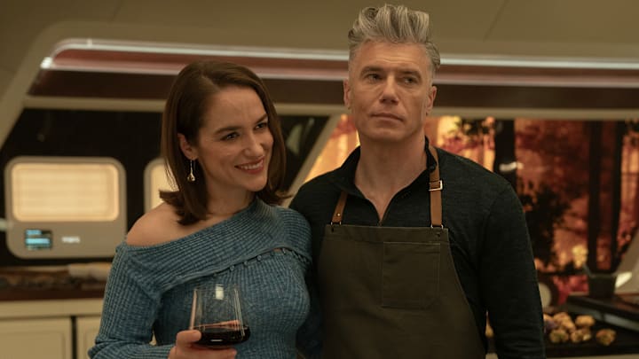 Melanie Scrofano as Batel and Anson Mount as Capt. Pike in season 3, Episode 10 of Strange New Worlds. Photo Credit: Marni Grossman/Paramount+