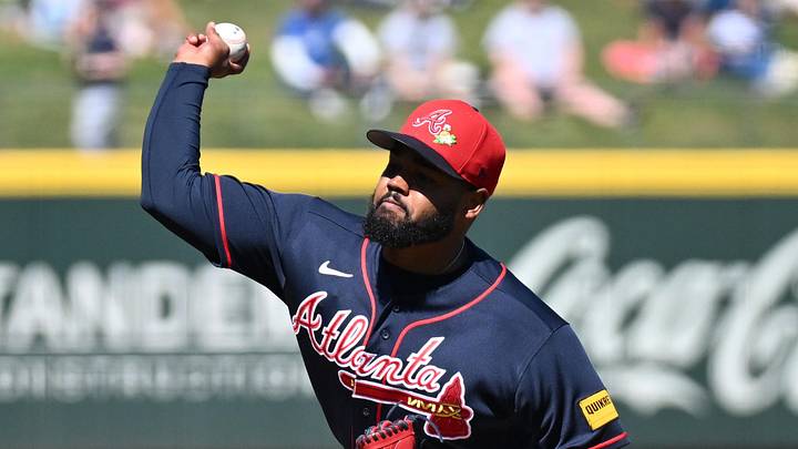 Feb 24, 2026; North Port, Florida, USA;  Atlanta Braves starting pitcher Reynaldo Lopez (40) throws a pitch in the second inning against the Detroit Tigers during spring training at CoolToday Park. Mandatory Credit: Jonathan Dyer-Imagn Images
