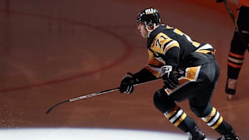 Nov 13, 2024; Pittsburgh, Pennsylvania, USA;  Pittsburgh Penguins center Evgeni Malkin (71) takes the ice against the Detroit Red Wings at PPG Paints Arena. Mandatory Credit: Charles LeClaire-Imagn Images