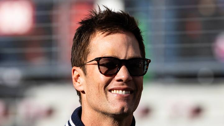 Former Super Bowl MVP Tom Brady in attendance before Super Bowl LX between the Seattle Seahawks and the New England Patriots