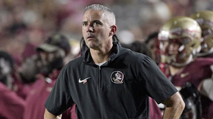 Oct 5, 2024; Tallahassee, Florida, USA; Florida State Seminoles head coach Mike Norvell during the second half against the Clemson Tigers at Doak S. Campbell Stadium. Mandatory Credit: Melina Myers-Imagn Images Oct 5, 2024; Tallahassee, Florida, USA; Florida State Seminoles head coach Mike Norvell during the second half against the Clemson Tigers at Doak S. Campbell Stadium. Mandatory Credit: Melina Myers-Imagn Images