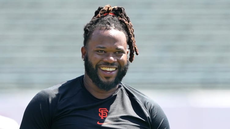 San Francisco Giants starting pitcher Johnny Cueto on the field.