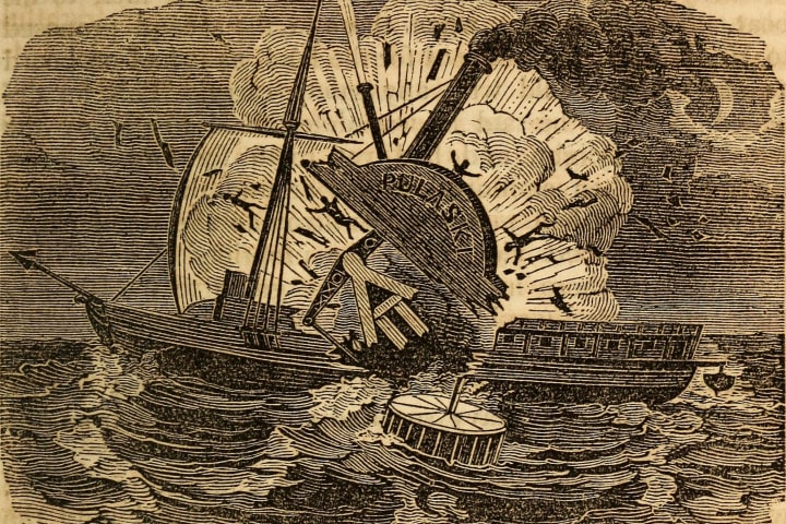 An illustration of the Pulaski exploding