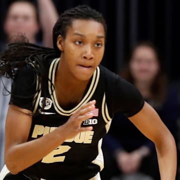 Purdue Boilermakers guard Rashunda Jones (2) goes after a loose ball 