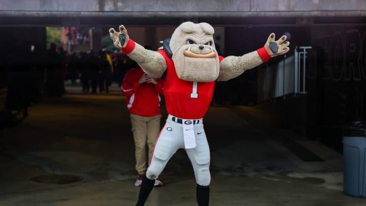 Nov 11, 2023; Athens, Georgia, USA; Georgia Bulldogs mascot Hairy Dawg walks into Sanford Stadium during the Dawg Walk before a game against the Mississippi Rebels. Mandatory Credit: Brett Davis-USA TODAY Sports
