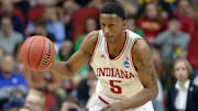 Indiana Hoosiers forward Troy Williams (5) leads a break against the Chattanooga Mocs in the first round of the 2016 NCAA Tournament at Wells Fargo Arena.