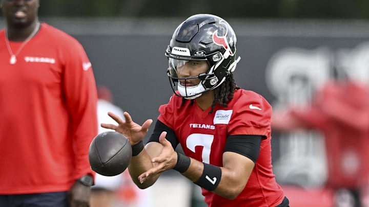 Jun 10, 2025; Houston, TX, USA; Houston Texans quarterback C.J. Stroud (7) participates in a drill during an NFL football minicamp at NRG Stadium. Mandatory Credit: Maria Lysaker-Imagn Images Jun 10, 2025; Houston, TX, USA; Houston Texans quarterback C.J. Stroud (7) participates in a drill during an NFL football minicamp at NRG Stadium. Mandatory Credit: Maria Lysaker-Imagn Images