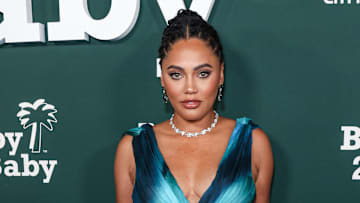 Ayesha Curry wearing Alberta Ferretti arrives at the 2023 Baby2Baby Gala Presented By Paul Mitchell held at the Pacific Design Center on November 11, 2023 in West Hollywood, California.
