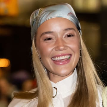Olivia Ponton is seen arriving to the Tory Burch Fall/Winter 2025 during New York Fashion Week at MOMA on February 10, 2025 in New York City.