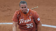 May 9, 2025; Athens, GA, USA; Texas starting pitcher/relief pitcher Mac Morgan (55) pitches during a game against Texas A&M at Jack Turner Stadium. Mandatory Credit: Mady Mertens-Imagn Images