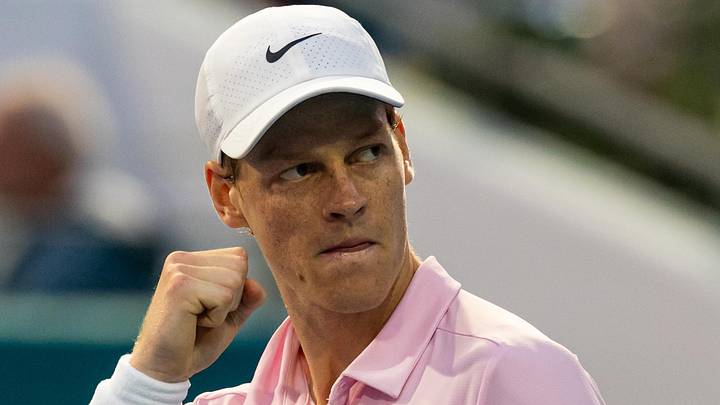 Jannik Sinner celebrates during his match