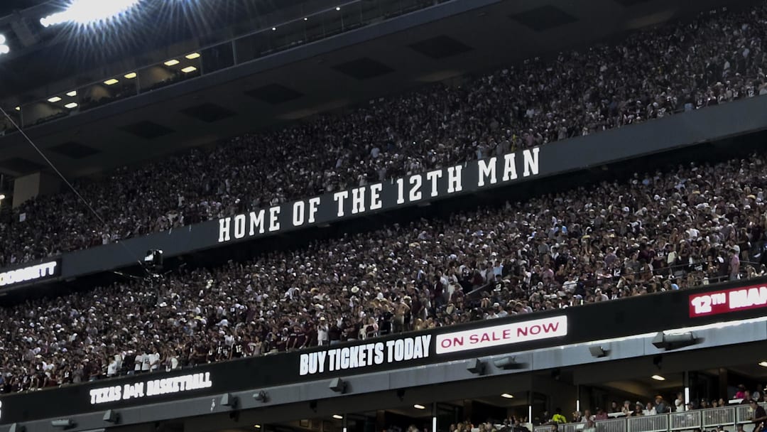 Oct 11, 2025; College Station, Texas, USA; A wide view of the student section during the second half of a game between the Texas A&M Aggies and the Florida Gators at Kyle Field. Mandatory Credit: Maria Lysaker-Imagn Images Oct 11, 2025; College Station, Texas, USA; A wide view of the student section during the second half of a game between the Texas A&M Aggies and the Florida Gators at Kyle Field. Mandatory Credit: Maria Lysaker-Imagn Images