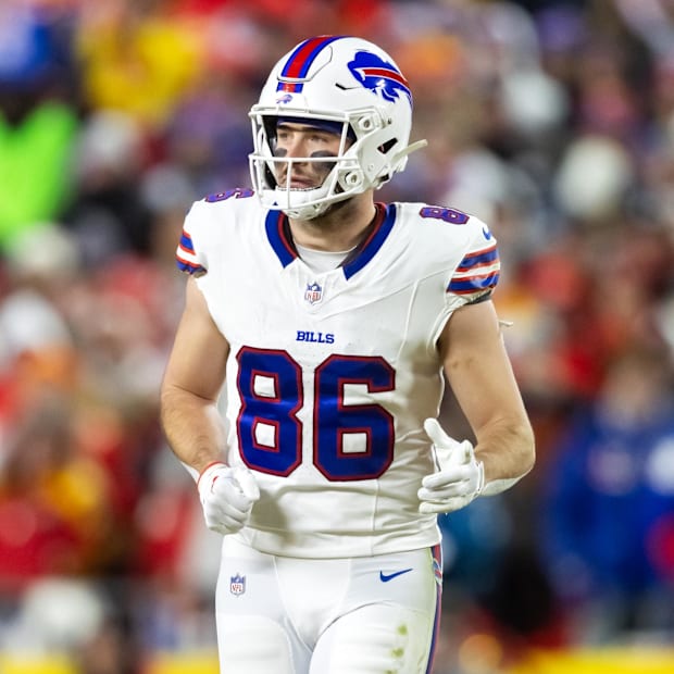 Buffalo Bills' tight end Dalton Kincaid against the Kansas City Chiefs during the AFC Championship game Buffalo Bills' tight end Dalton Kincaid against the Kansas City Chiefs during the AFC Championship game