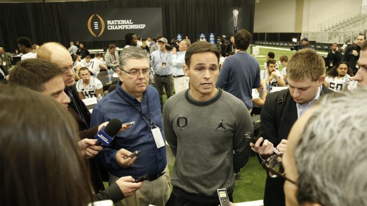 Matt Lubick is shown before the 2015 national championship game while working for Oregon.