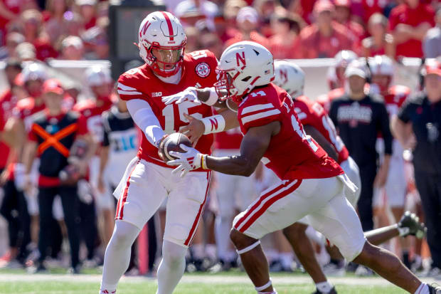 Raiola Dylan Raiola and Rahmir Johnson Nebraska football vs UTEP 2024