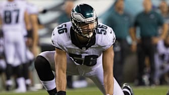 Philadelphia Eagles linebacker Bryan Braman (56) in action against the Tampa Bay Buccaneers at Lincoln Financial Field.