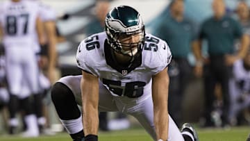 Philadelphia Eagles linebacker Bryan Braman (56) in action against the Tampa Bay Buccaneers at Lincoln Financial Field.