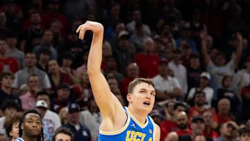 UCLA Bruins forward Tyler Bilodeau (34) against the Arizona Wildcats Mandatory Credit: Mark J. Rebilas-Imagn Images