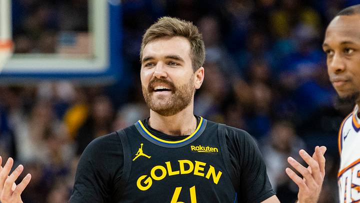 Dec 20, 2025; San Francisco, California, USA; Golden State Warriors guard Pat Spencer (61) reacts during the third quarter against the Phoenix Suns at Chase Center. Mandatory Credit: John Hefti-Imagn Images