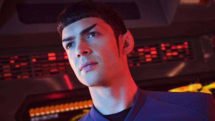 Pictured: Ethan Peck as Spock of the Paramount+ original series STAR TREK: STRANGE NEW WORLDS. Photo Cr: James Dimmock/Paramount+ ©2022 CBS Studios Inc. All Rights Reserved.