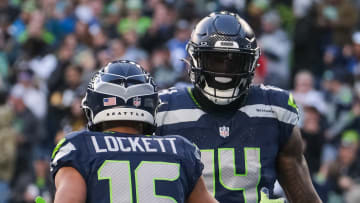 DK Metcalf and Tyler Lockett of the Seattle Seahawks