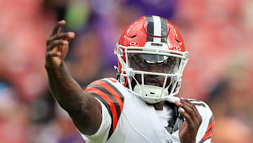 Cleveland Browns quarterback Tyler Huntley throws during the second half of an NFL preseason football game at Cleveland Browns Stadium, Saturday, Aug. 17, 2024, in Cleveland, Ohio.